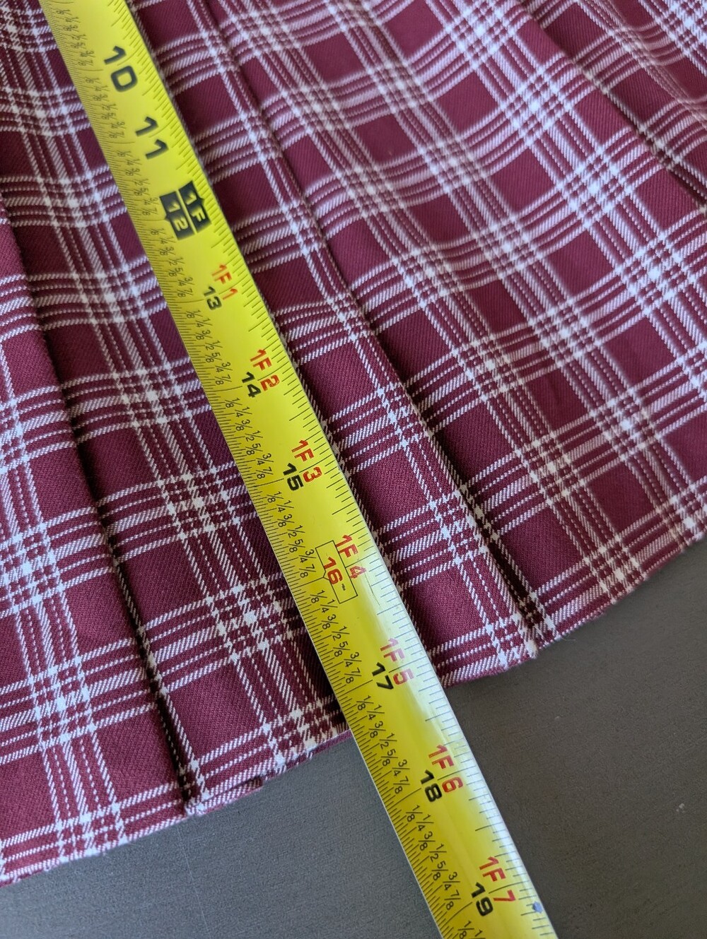 Divided Maroon Plaid Pleated Skirt Mini Skaters Size 10 Side Zip - Picture 8 of 11